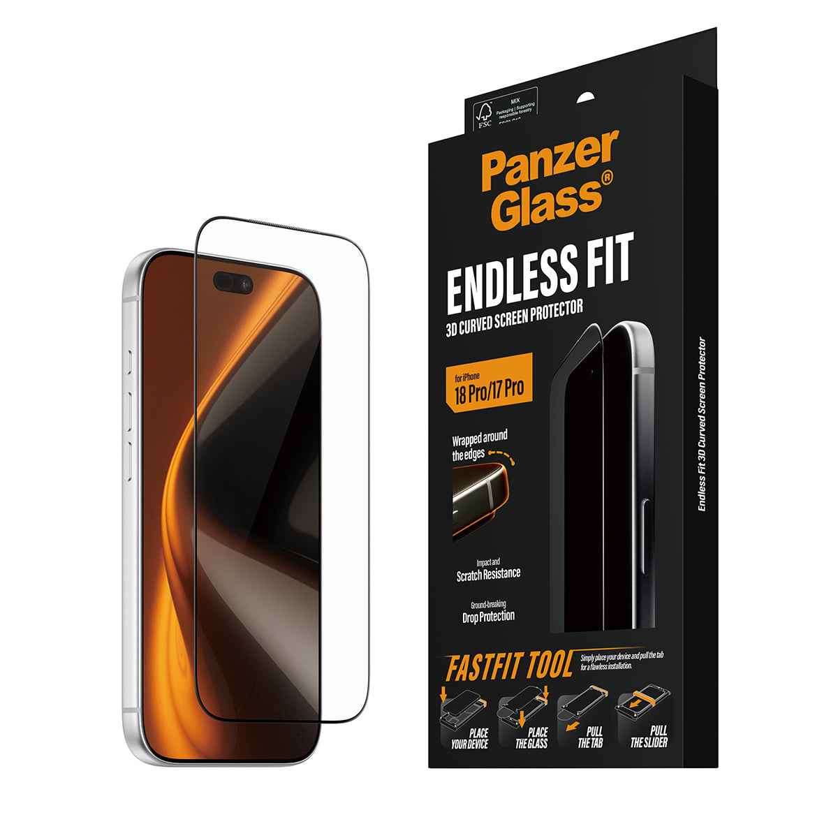 PanzerGlass iPhone 18 Pro Ultra-Wide Fit Clear Screen Protector | Edge-to-Edge Tempered Glass, Scratch & Impact Protection, Anti-Static Adhesive, FastFit In-A-Box Easy Install, Clear