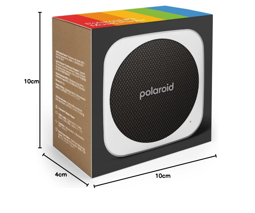 مشغل موسيقى بولارويد P1، مكبر صوت لاسلكي محمول بتقنية بلوتوث - أسود وأبيض