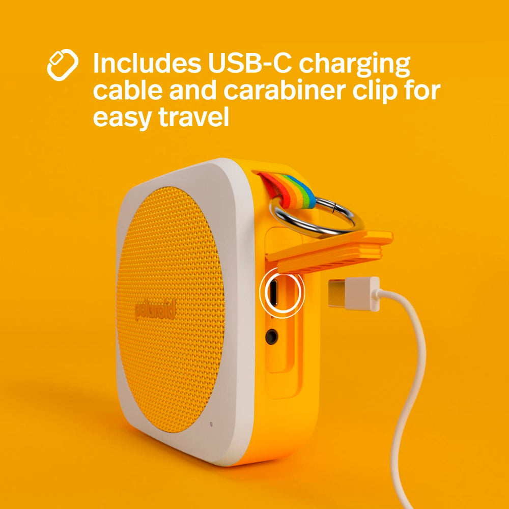 مشغل موسيقى بولارويد P1، مكبر صوت لاسلكي محمول بتقنية بلوتوث - أصفر وأبيض