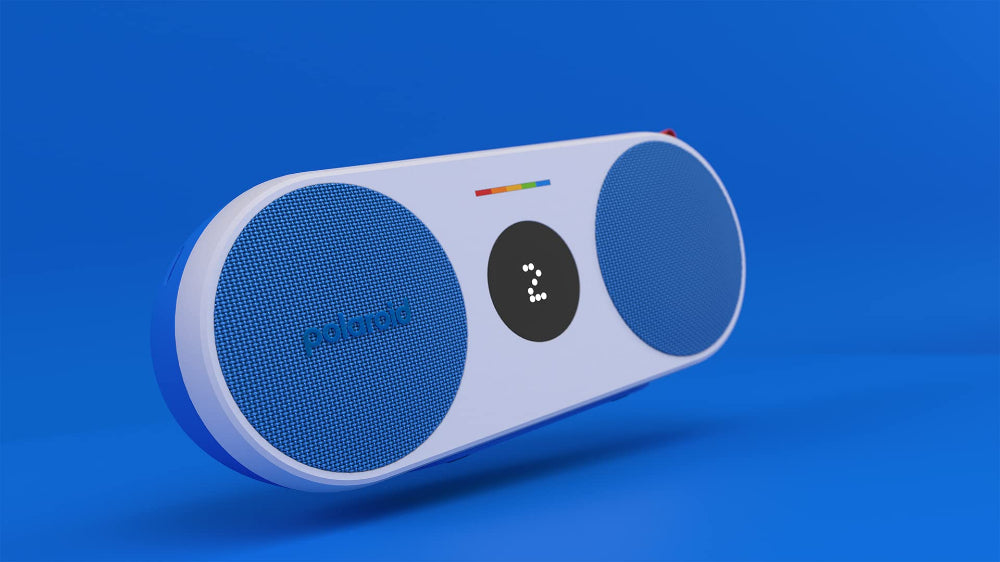 مشغل موسيقى بولارويد P2، مكبر صوت لاسلكي محمول بتقنية بلوتوث - أزرق وأبيض