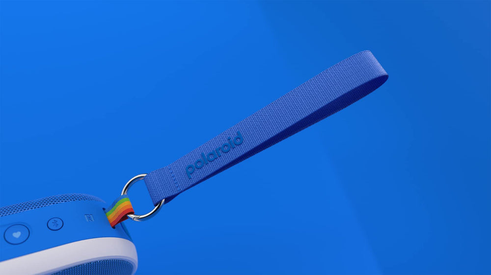 مشغل موسيقى بولارويد P2، مكبر صوت لاسلكي محمول بتقنية بلوتوث - أزرق وأبيض