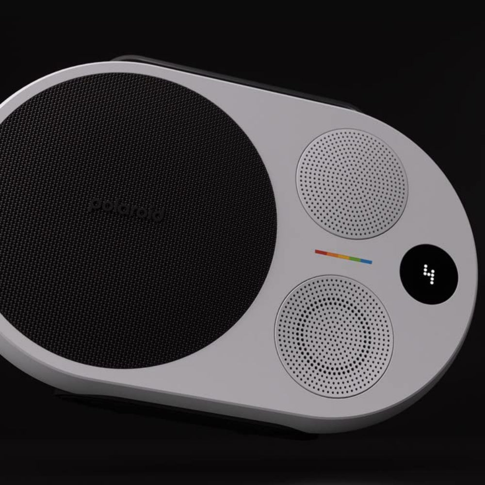 مشغل موسيقى بولارويد P4، مكبر صوت لاسلكي محمول بتقنية بلوتوث - أسود وأبيض