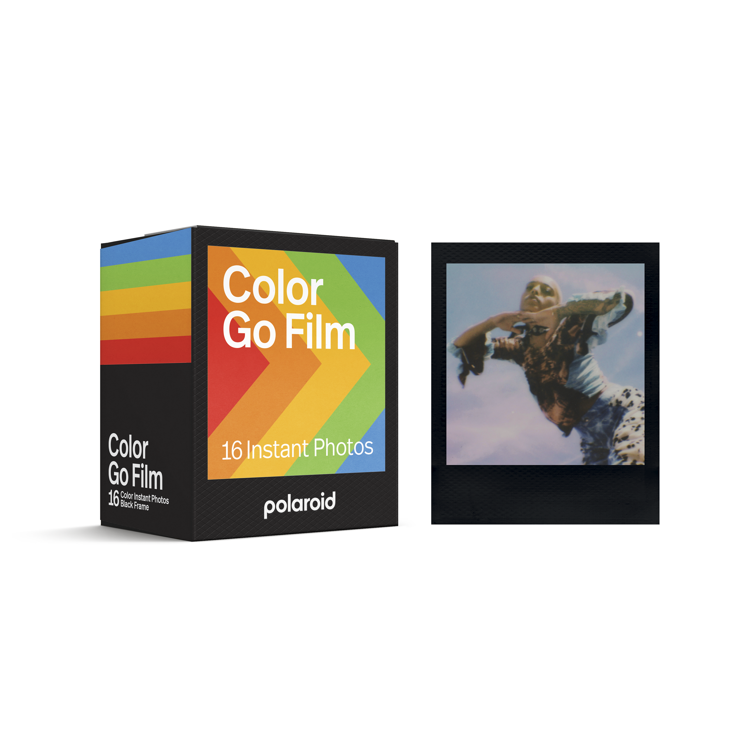 Polaroid Go Color Film Double Pack – Black Frame, 16 Color Instant Photos, Matte Black Frames, ASA 640, Mini Battery-Free Instant Film for Polaroid Go Camera