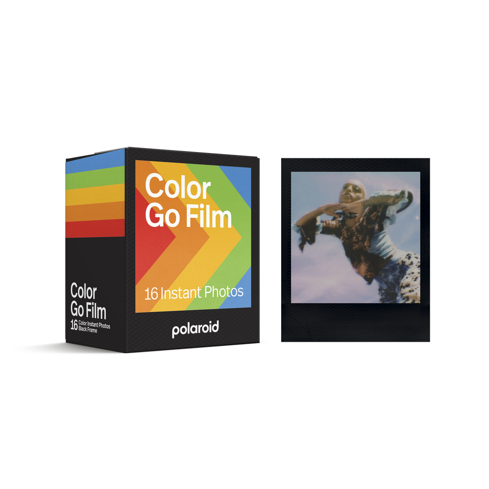Polaroid Go Color Film Double Pack – Black Frame, 16 Color Instant Photos, Matte Black Frames, ASA 640, Mini Battery-Free Instant Film for Polaroid Go Camera