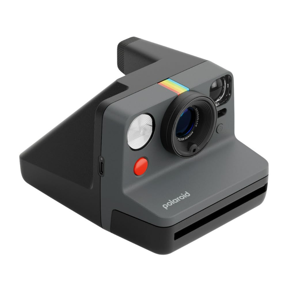 Polaroid Now Generation 3 Starter Set | Iconic Analog Instant Camera with Autofocus 2-Lens System, Double Exposure, Self-Timer, USB-C Charging | Includes Color i-Type Film - Black