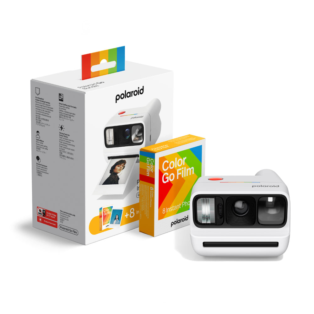 Polaroid Go Gen 3 Instant Camera Bundle | World's Smallest Analog Camera + 8 Color Films, Selfie Mirror, Self-Timer, Double Exposure, Powerful Flash, USB-C Rechargeable, for Kids & Adults, White
