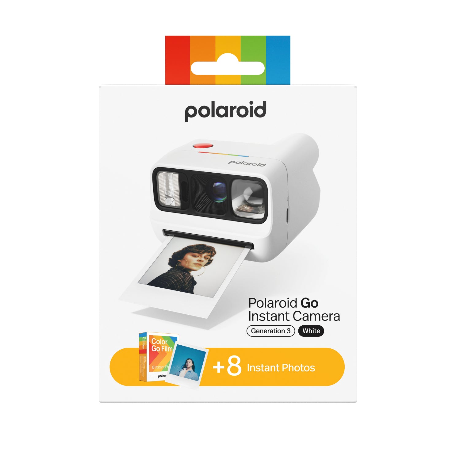 Polaroid Go Gen 3 Instant Camera Bundle | World's Smallest Analog Camera + 8 Color Films, Selfie Mirror, Self-Timer, Double Exposure, Powerful Flash, USB-C Rechargeable, for Kids & Adults, White