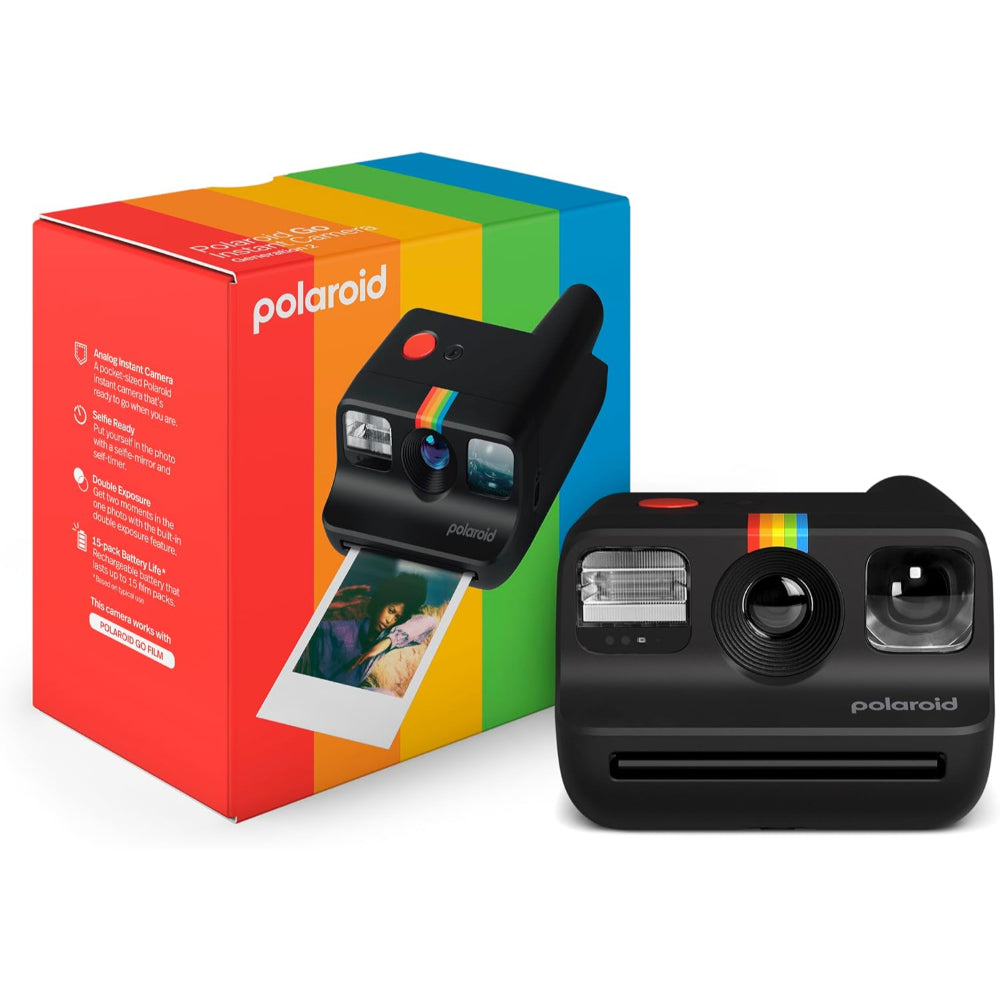 Polaroid Go Instant Camera Generation 2 - World's Smallest Analog Pocket Camera with Selfie Mirror, Self-Timer, Double Exposure, USB-C Rechargeable & Polaroid Go Film Compatible - Black