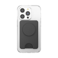 PopSockets MagSafe PopWallet+|Wallet Card Holder + Grip + Stand, Holds 3pcs of cards, Strong Magnet, for iPhone 15/14/13/12 Incl. Adapter Ring for non-MagSafe Phones & Cases - Black