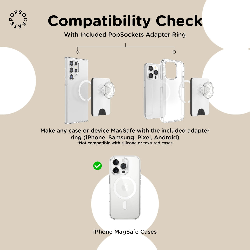 محفظة PopSockets MagSafe PopWallet+ | حامل بطاقات + مقبض + مسند، تتسع لـ 3 بطاقات، مغناطيس قوي، لأجهزة iPhone 15/14/13/12، تتضمن حلقة محول للهواتف والأغطية غير المتوافقة مع MagSafe - أسود