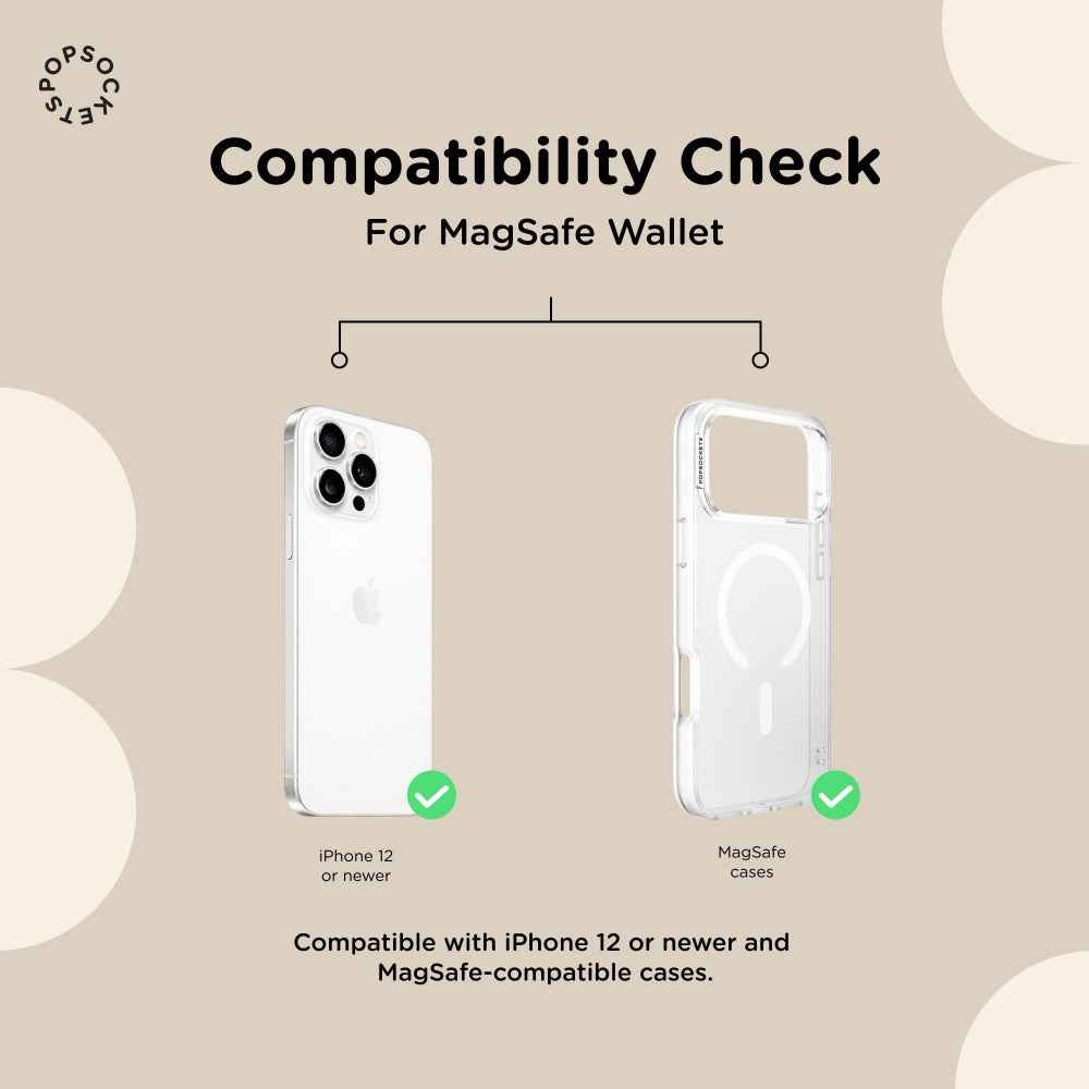 PopSockets MagSafe PopWallet+|Wallet Card Holder + Grip + Stand, Holds 3pcs of cards, Strong Magnet, for iPhone 15/14/13/12 Incl. Adapter Ring for non-MagSafe Phones & Cases - White (Copy)