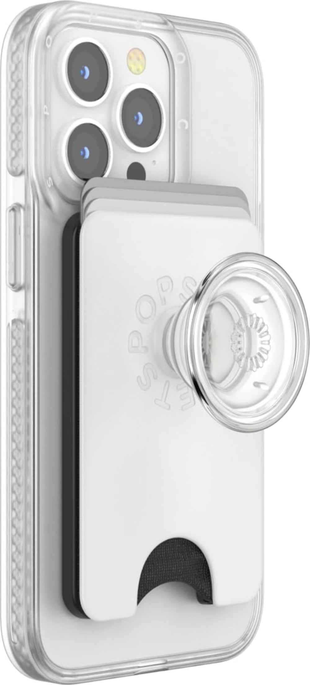 PopSockets MagSafe PopWallet+|Wallet Card Holder + Grip + Stand, Holds 3pcs of cards, Strong Magnet, for iPhone 15/14/13/12 Incl. Adapter Ring for non-MagSafe Phones & Cases - White (Copy)