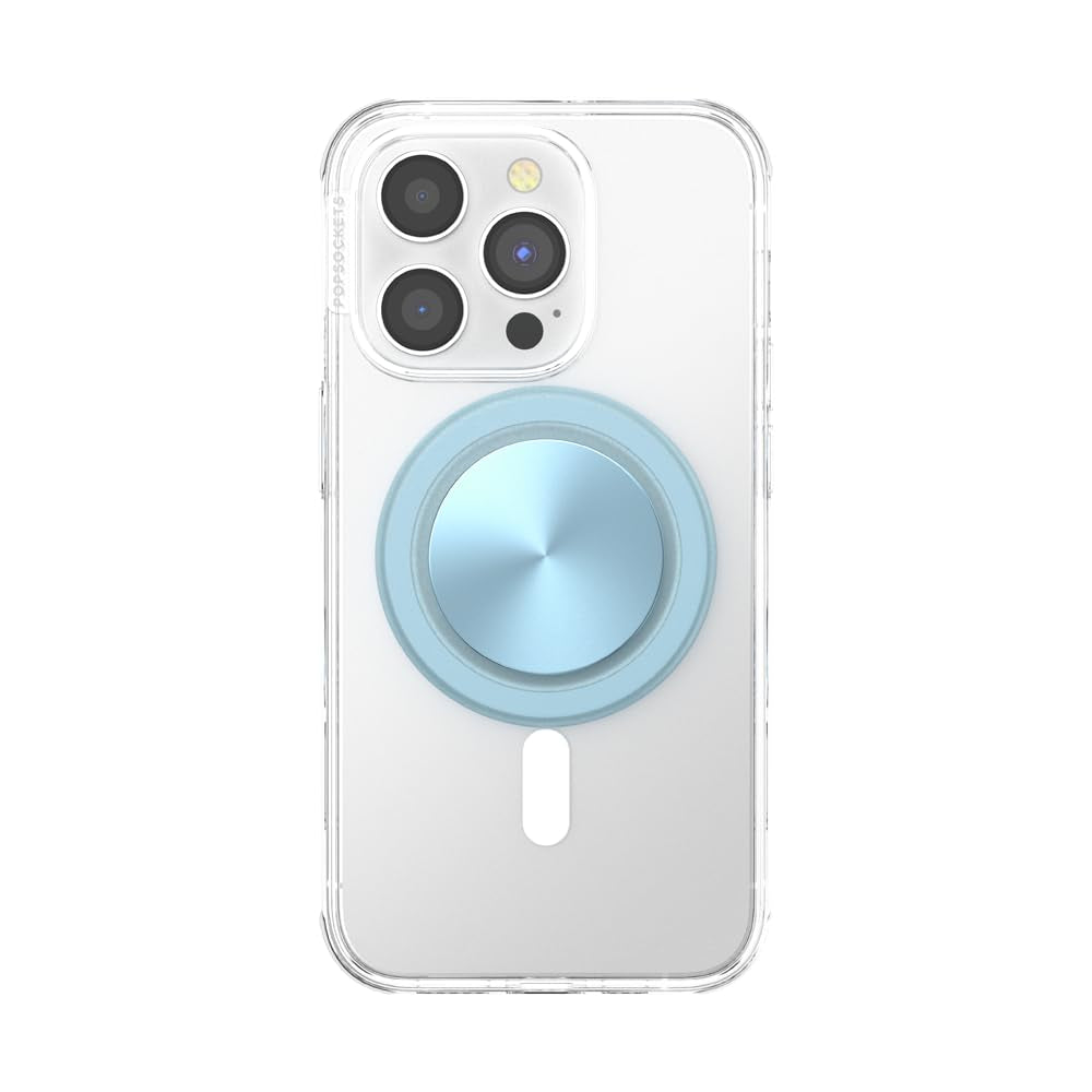 PopSockets MagSafe PopGrip Metallic| Magnetic Phone Grip & Stand, Strong Magnet, for iPhone 15/14/13/12 & MagSafe Cases, Included Adapter Ring for non-MagSafe Phones & Cases - Blue Sigh
