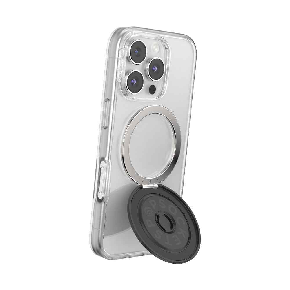 PopSockets MagSafe Kick-Out Grip & Stand| Magnetic Pop-up Phone Grip, Stable Stand, 360° Rotation, for iPhone 17/16/15/14/13/12, Included Adapter Ring for non-MagSafe Phones & Cases - Black