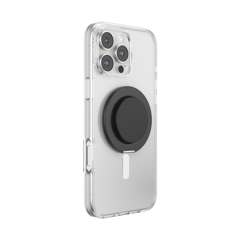 PopSockets MagSafe Kick-Out Grip & Stand| Magnetic Pop-up Phone Grip, Stable Stand, 360° Rotation, for iPhone 17/16/15/14/13/12, Included Adapter Ring for non-MagSafe Phones & Cases - Black