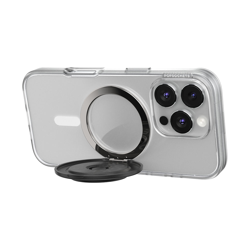 PopSockets MagSafe Kick-Out Grip & Stand| Magnetic Pop-up Phone Grip, Stable Stand, 360° Rotation, for iPhone 17/16/15/14/13/12, Included Adapter Ring for non-MagSafe Phones & Cases - Black