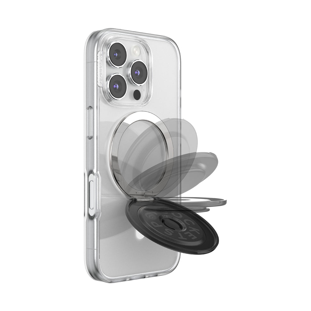 PopSockets MagSafe Kick-Out Grip & Stand| Magnetic Pop-up Phone Grip, Stable Stand, 360° Rotation, for iPhone 17/16/15/14/13/12, Included Adapter Ring for non-MagSafe Phones & Cases - Black
