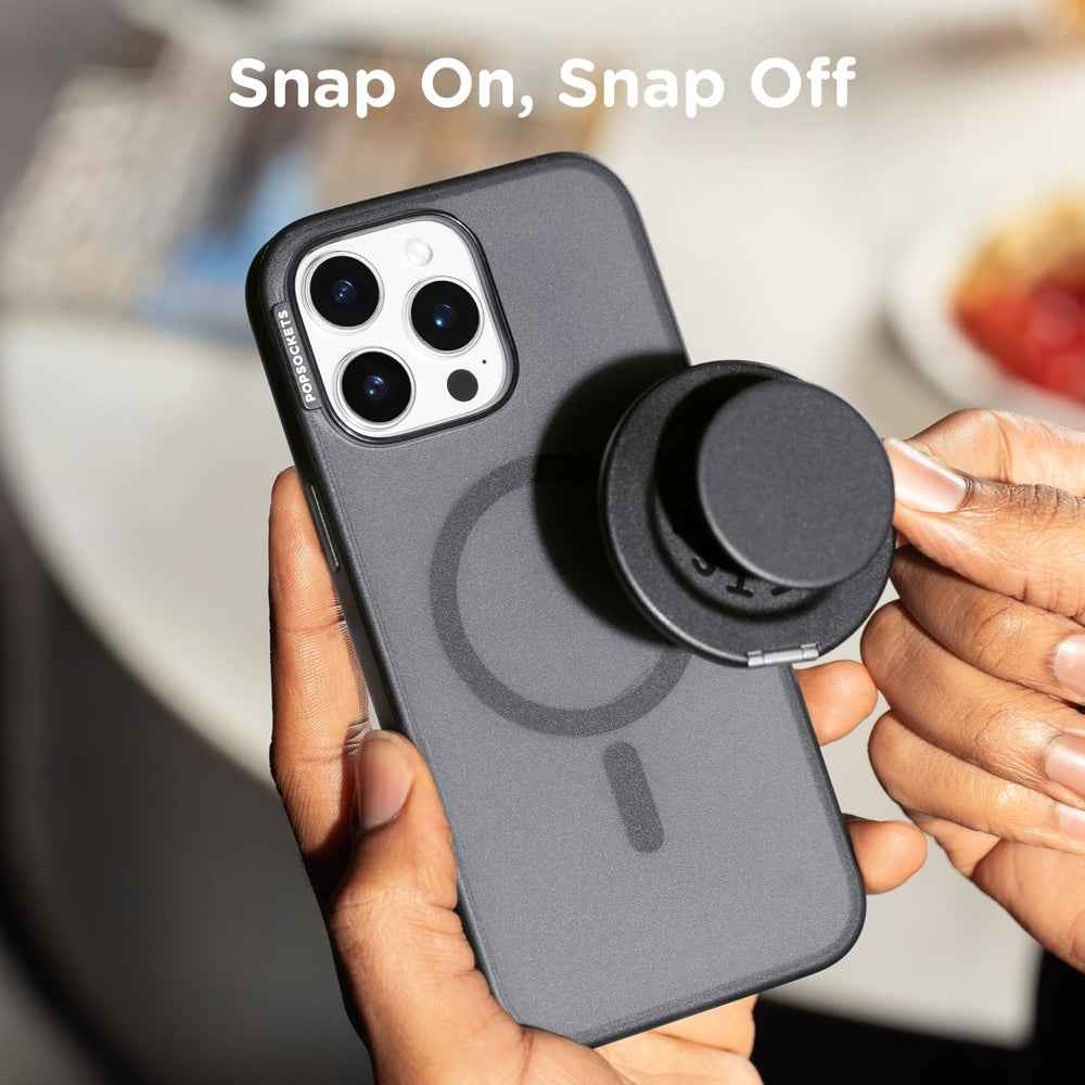 PopSockets MagSafe Kick-Out Grip & Stand| Magnetic Pop-up Phone Grip, Stable Stand, 360° Rotation, for iPhone 17/16/15/14/13/12, Included Adapter Ring for non-MagSafe Phones & Cases - Black