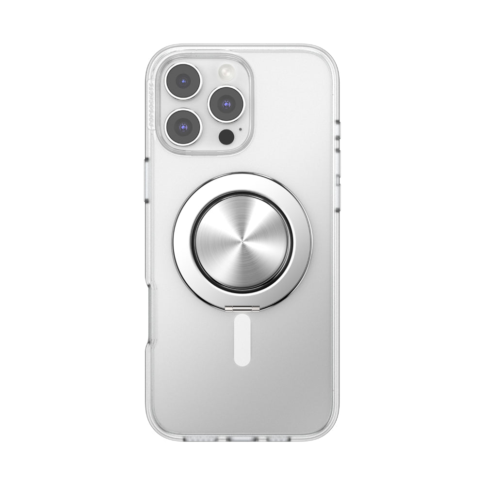 PopSockets MagSafe Kick-Out Grip & Stand| Magnetic Pop-up Phone Grip, Stable Stand, 360° Rotation, for iPhone 17/16/15/14/13/12, Included Adapter Ring for non-MagSafe Phones & Cases - Silver