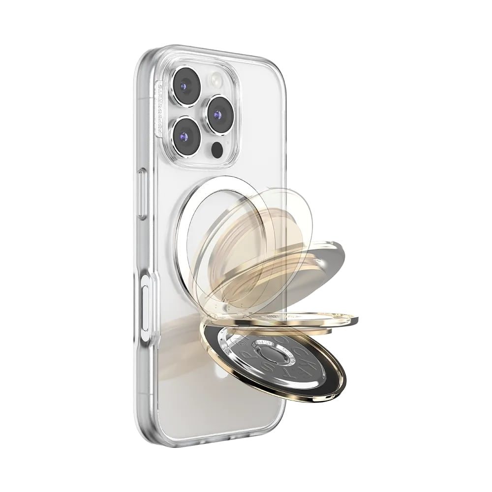PopSockets MagSafe Luxe Kick-Out Grip & Stand| Magnetic Pop-up Phone Grip, Stable Stand, 360° Rotation, for iPhone 17/16/15/14/13/12, Included Adapter Ring for non-MagSafe Phones & Cases - Gold