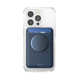 PopSockets Leather MagSafe PopWallet+|Leather Wallet Card Holder + Grip + Stand, Holds 3pcs of cards, Strong Magnet, for iPhone 15/14/13/12 Incl. Adapter Ring for non-MagSafe Phones & Cases - Navy