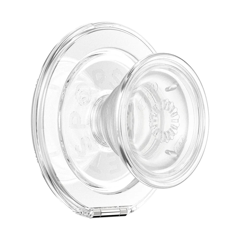 PopSockets MagSafe Luxe Kick-Out Grip & Stand| Magnetic Pop-up Phone Grip, Stable Stand, 360° Rotation, for iPhone 17/16/15/14/13/12, Included Adapter Ring for non-MagSafe Phones & Cases - Clear