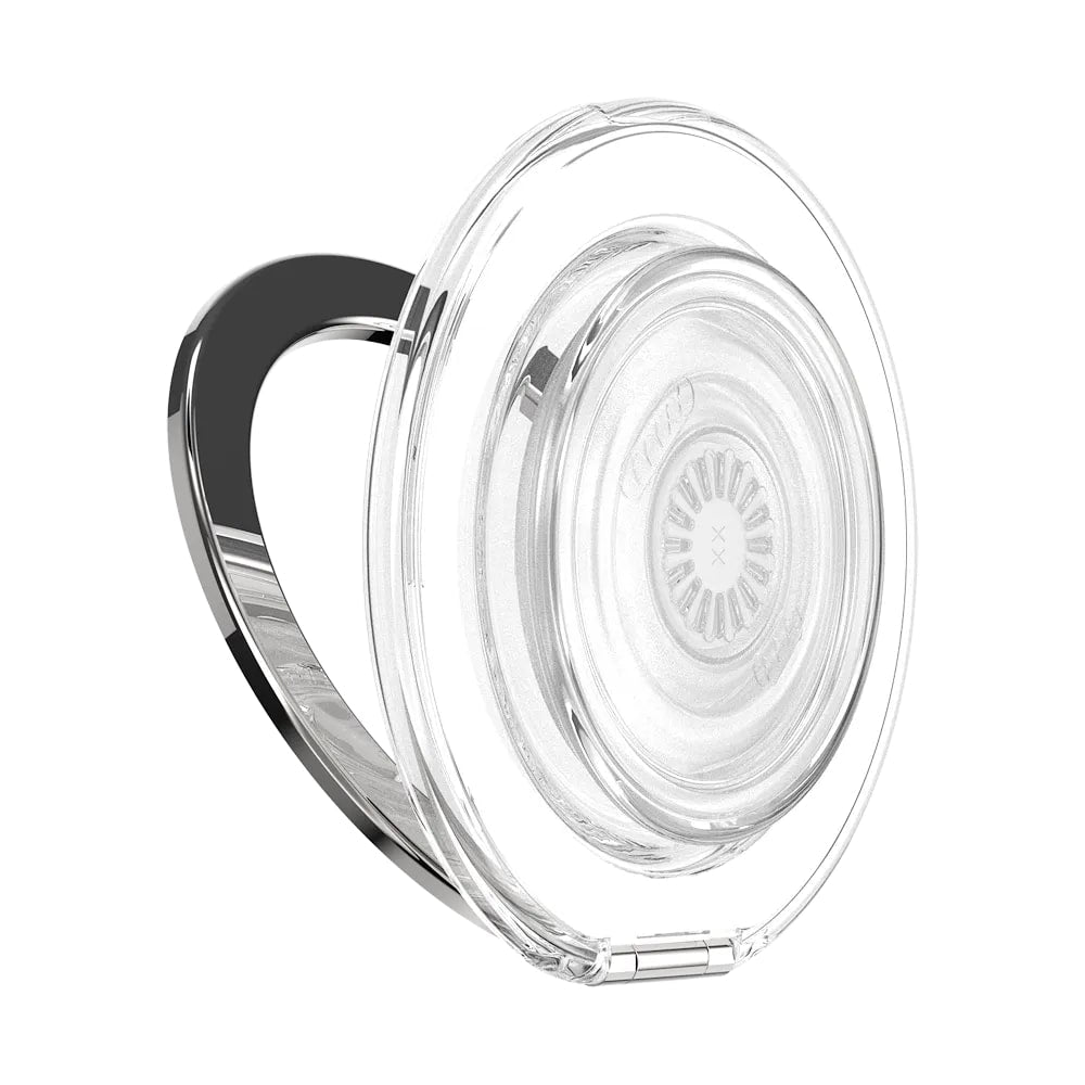 PopSockets MagSafe Luxe Kick-Out Grip & Stand| Magnetic Pop-up Phone Grip, Stable Stand, 360° Rotation, for iPhone 17/16/15/14/13/12, Included Adapter Ring for non-MagSafe Phones & Cases - Clear