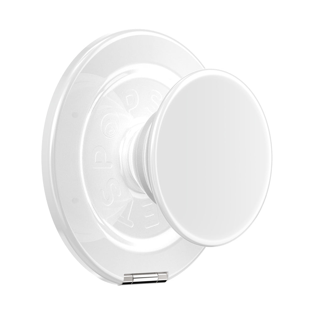PopSockets MagSafe Luxe Kick-Out Grip & Stand| Magnetic Pop-up Phone Grip, Stable Stand, 360° Rotation, for iPhone 17/16/15/14/13/12, Included Adapter Ring for non-MagSafe Phones & Cases - White