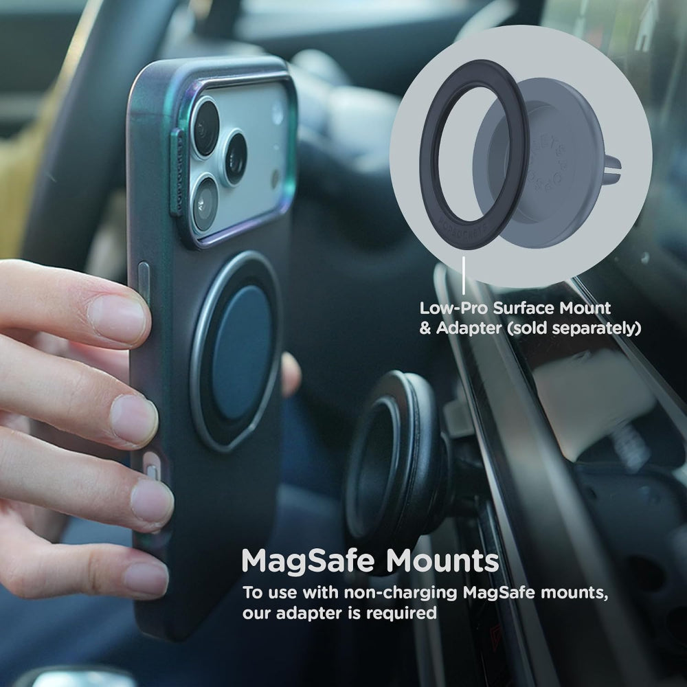 PopSockets MagSafe Low-Pro Grip & Stand, Magnetic Phone Grip & Kickstand for MagSafe-Compatible iPhone Cases, Low-Profile Design, Hands-Free Viewing & Secure Grip, Black