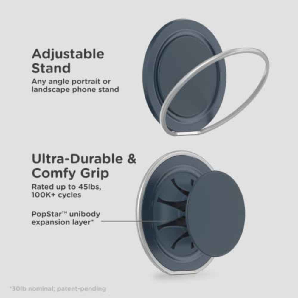 PopSockets MagSafe Low-Pro Grip & Stand, Magnetic Phone Grip & Kickstand for MagSafe-Compatible iPhone Cases, Low-Profile Design, Hands-Free Viewing & Secure Grip, Navy
