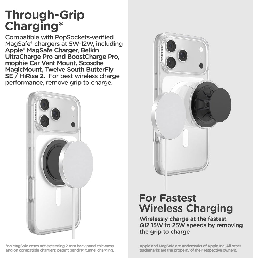 PopSockets MagSafe Low-Pro Grip & Stand, Magnetic Phone Grip & Kickstand for MagSafe-Compatible iPhone Cases, Low-Profile Design, Hands-Free Viewing & Secure Grip, Navy
