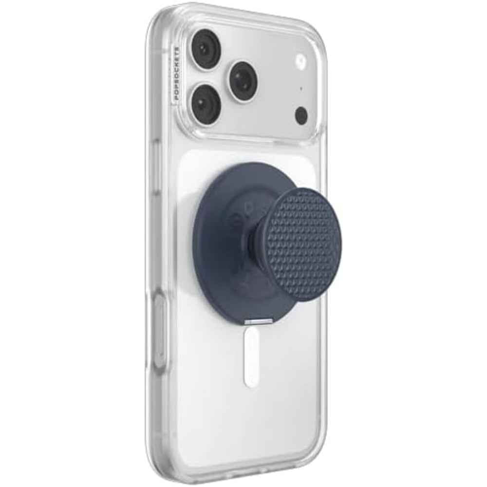 PopSockets MagSafe Kick-Out Grip & Stand, Magnetic Phone Grip & Kickstand for MagSafe-Compatible iPhone Cases, Adjustable Stand, Hands-Free Viewing & Secure Grip, Aluminum Knurl Navy