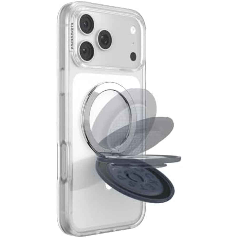 PopSockets MagSafe Kick-Out Grip & Stand, Magnetic Phone Grip & Kickstand for MagSafe-Compatible iPhone Cases, Adjustable Stand, Hands-Free Viewing & Secure Grip, Aluminum Knurl Navy