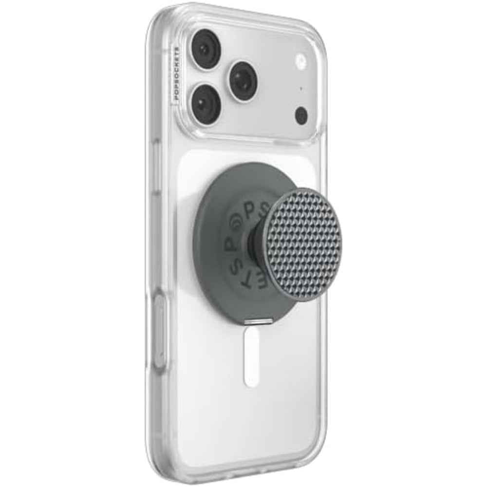 PopSockets MagSafe Kick-Out Grip & Stand, Magnetic Phone Grip & Kickstand for MagSafe-Compatible iPhone Cases, Adjustable Stand, Hands-Free Viewing & Secure Grip, Aluminum Knurl Gunmetal