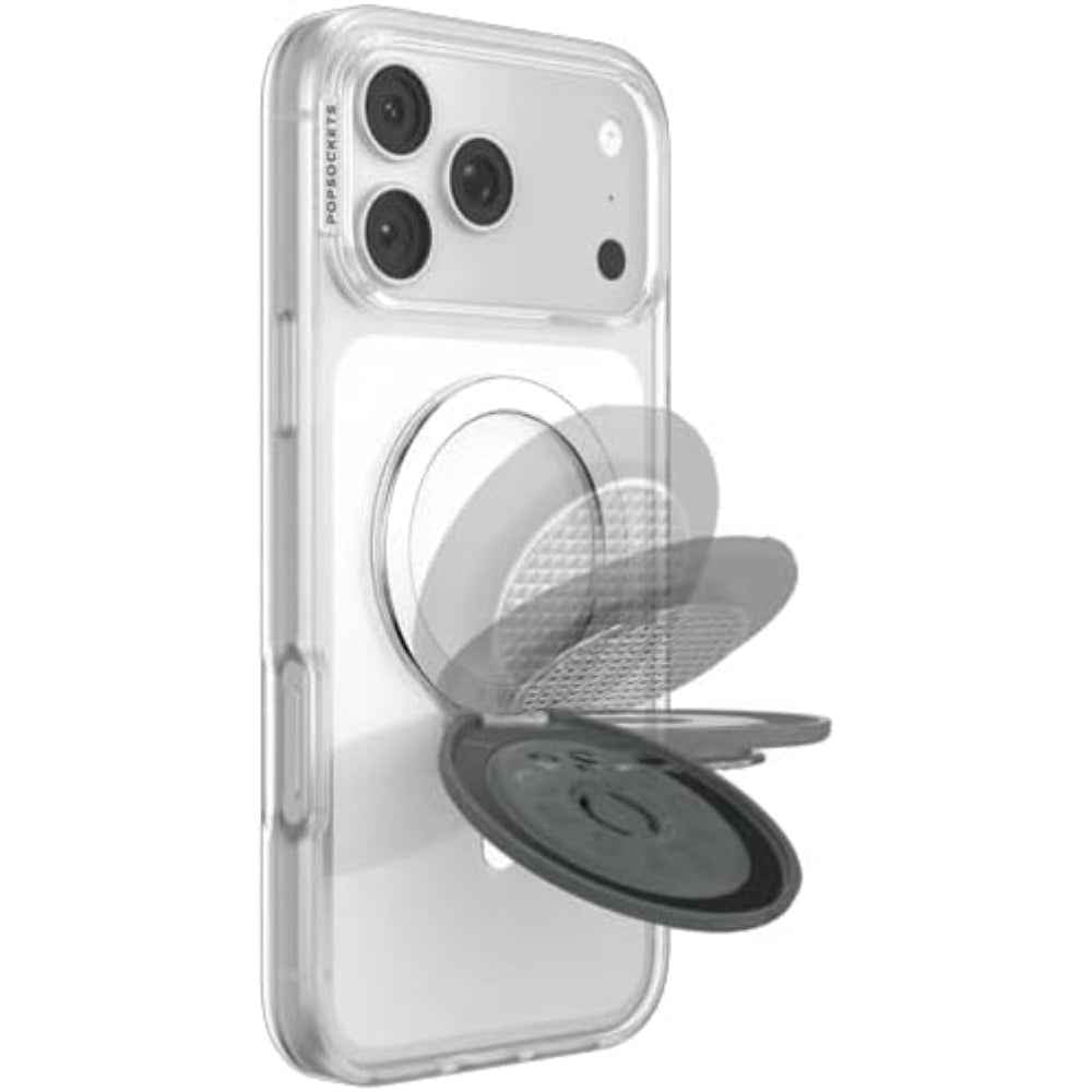 PopSockets MagSafe Kick-Out Grip & Stand, Magnetic Phone Grip & Kickstand for MagSafe-Compatible iPhone Cases, Adjustable Stand, Hands-Free Viewing & Secure Grip, Aluminum Knurl Gunmetal