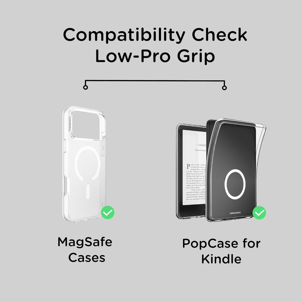 PopSockets MagSafe Low-Pro Grip & Stand, Magnetic Phone Grip & Kickstand for MagSafe-Compatible iPhone Cases, Low-Profile Design, Hands-Free Viewing & Secure Grip, Gunmetal