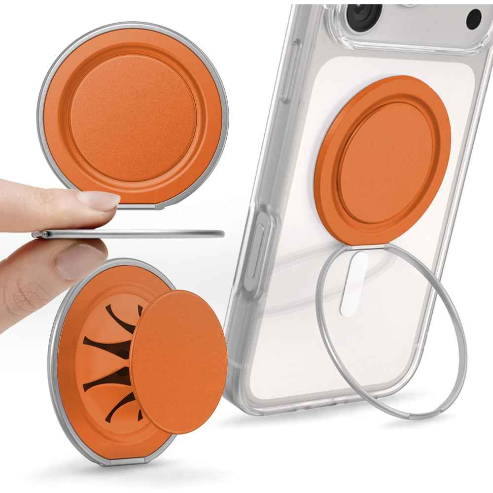 PopSockets MagSafe Low-Pro Grip & Stand, Magnetic Phone Grip & Kickstand for MagSafe-Compatible iPhone Cases, Low-Profile Design, Hands-Free Viewing & Secure Grip, Orange