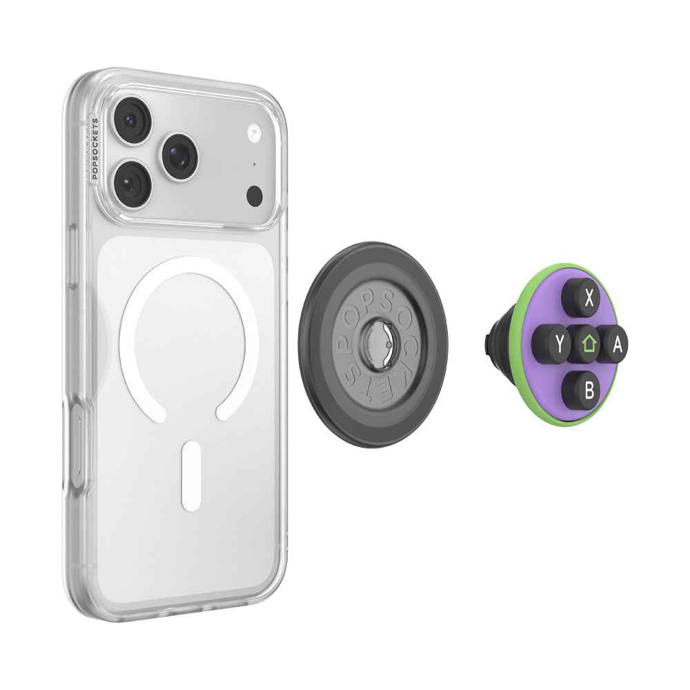 , Magnetic Phone Grip & Fidget Toy, Pop-Style Clickable Phone Holder, Reusable & Swappable PopTop, Compatible with MagSafe iPhone Cases, Black