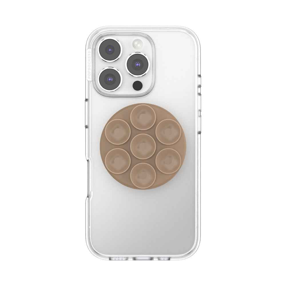 PopSockets MagSafe Suck-Up 3-in-1 Grip Stand Mount| Magnetic Phone Holder, Strong Hold on Mirrors & Flat Surfaces for, iPhone 17/16/15/14/13/12, Adapter Ring for non-MagSafe Phones & Cases - Latte