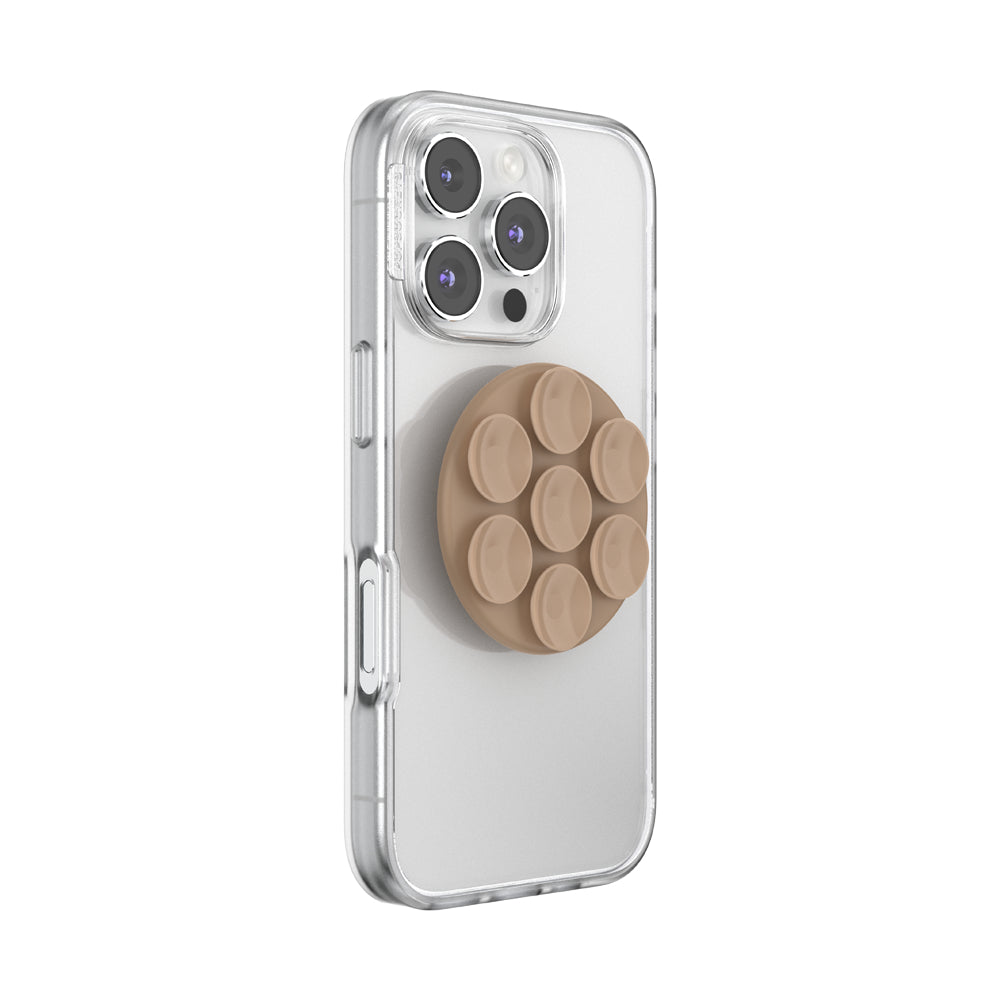 PopSockets MagSafe Suck-Up 3-in-1 Grip Stand Mount| Magnetic Phone Holder, Strong Hold on Mirrors & Flat Surfaces for, iPhone 17/16/15/14/13/12, Adapter Ring for non-MagSafe Phones & Cases - Latte