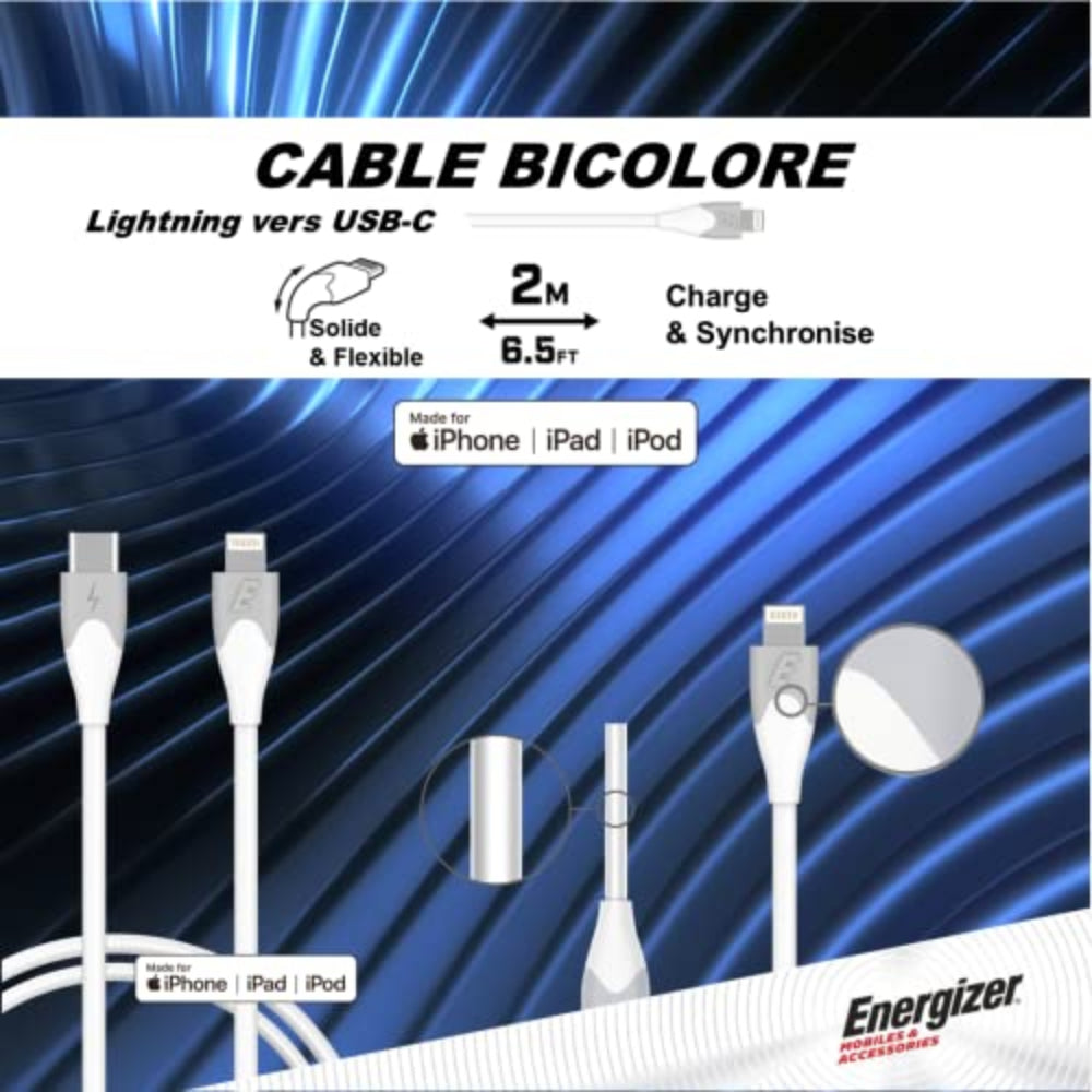 ENERGIZER Cable USB-C to Lighting 2M - White