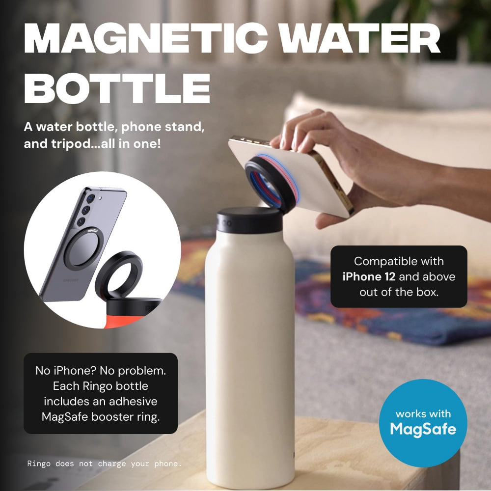 Ringo MagSafe Water Bottle + Free Magnetic Booster Ring - 709ml (24oz) / 946ml (32oz) -  Orange