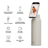 RINGO PRO Water Bottle with Sip Straw Lid| Stainless Steel Hydration Bottle w/ Integrated Magnetic Phone Mount, 12Hrs Hot/24Hrs Cold, BPA-Free, Works w/ Phones & Tablets - Ivory 24Oz / 710ml