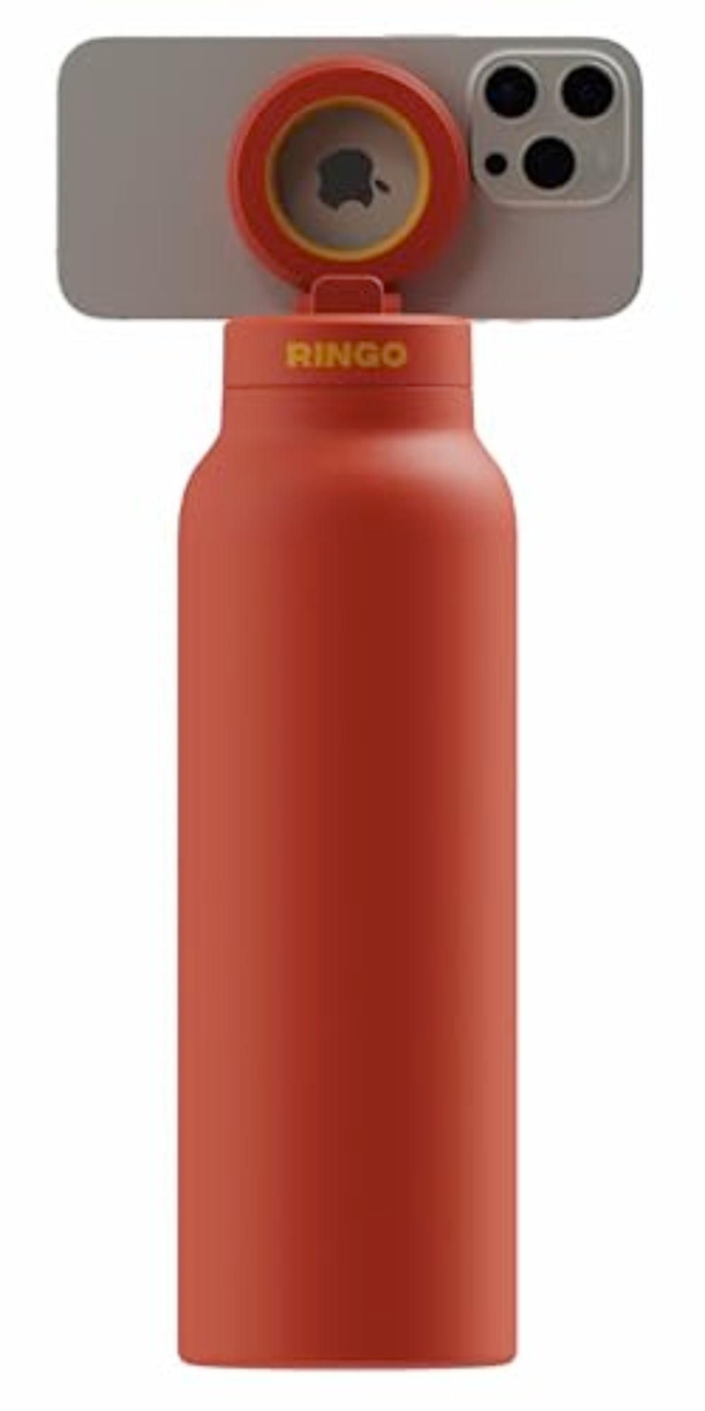 RINGO PRO Water Bottle with Sip Straw Lid| Stainless Steel Hydration Bottle w/ Integrated Magnetic Phone Mount, 12Hrs Hot/24Hrs Cold, BPA-Free, Works w/ Phones & Tablets - Orange 24Oz / 710ml