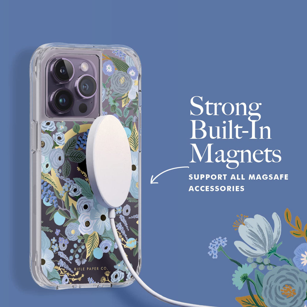 RIFLE PAPER CO. iPhone 14 Pro - Garden Party Blue with Magsafe - Clear