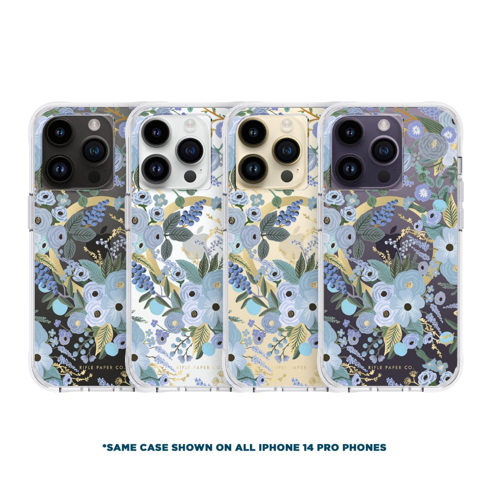 RIFLE PAPER CO. iPhone 14 Pro - Garden Party Blue with Magsafe - Clear