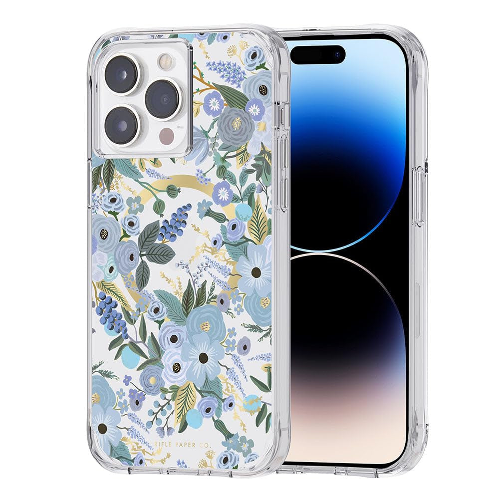 RIFLE PAPER CO. iPhone 14 Pro Max - Garden Party Blue with Magsafe - Clear