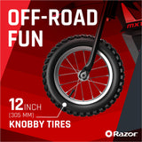 Razor Motorbike Dirt Rocket MX125 - Electric Dirt Bike, 100W High Torque, 13Km/Hr Speed, 12" Tires, Great for Smooth & Off Road, Rechargeable, Battery Operated, For 8+ Age - Black