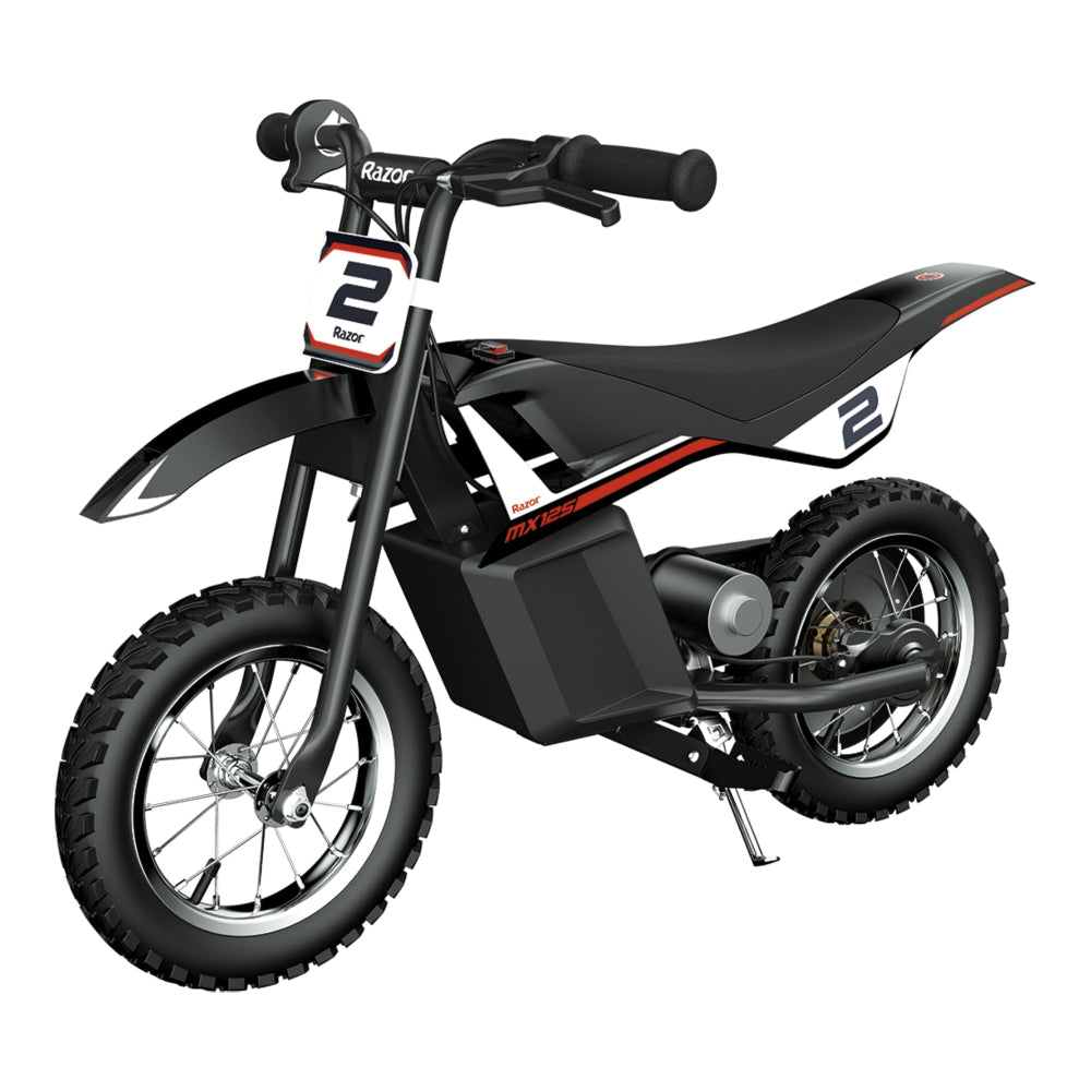 Razor Motorbike Dirt Rocket MX125 - Electric Dirt Bike, 100W High Torque, 13Km/Hr Speed, 12" Tires, Great for Smooth & Off Road, Rechargeable, Battery Operated, For 8+ Age - Black