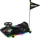 Razor Crazy Cart Shift Lightshow, 3-Wheeler Go Kart, Powerful Hub Motor, LightWeight High-impact w/ Multi-color LED light bars, Strong & Sturdy, Rechargeable, Battery Operated, For 6+ Age - Black